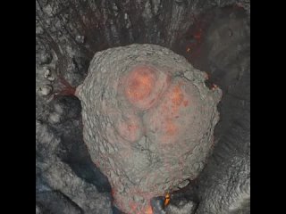 drone over a volcano during an eruption.